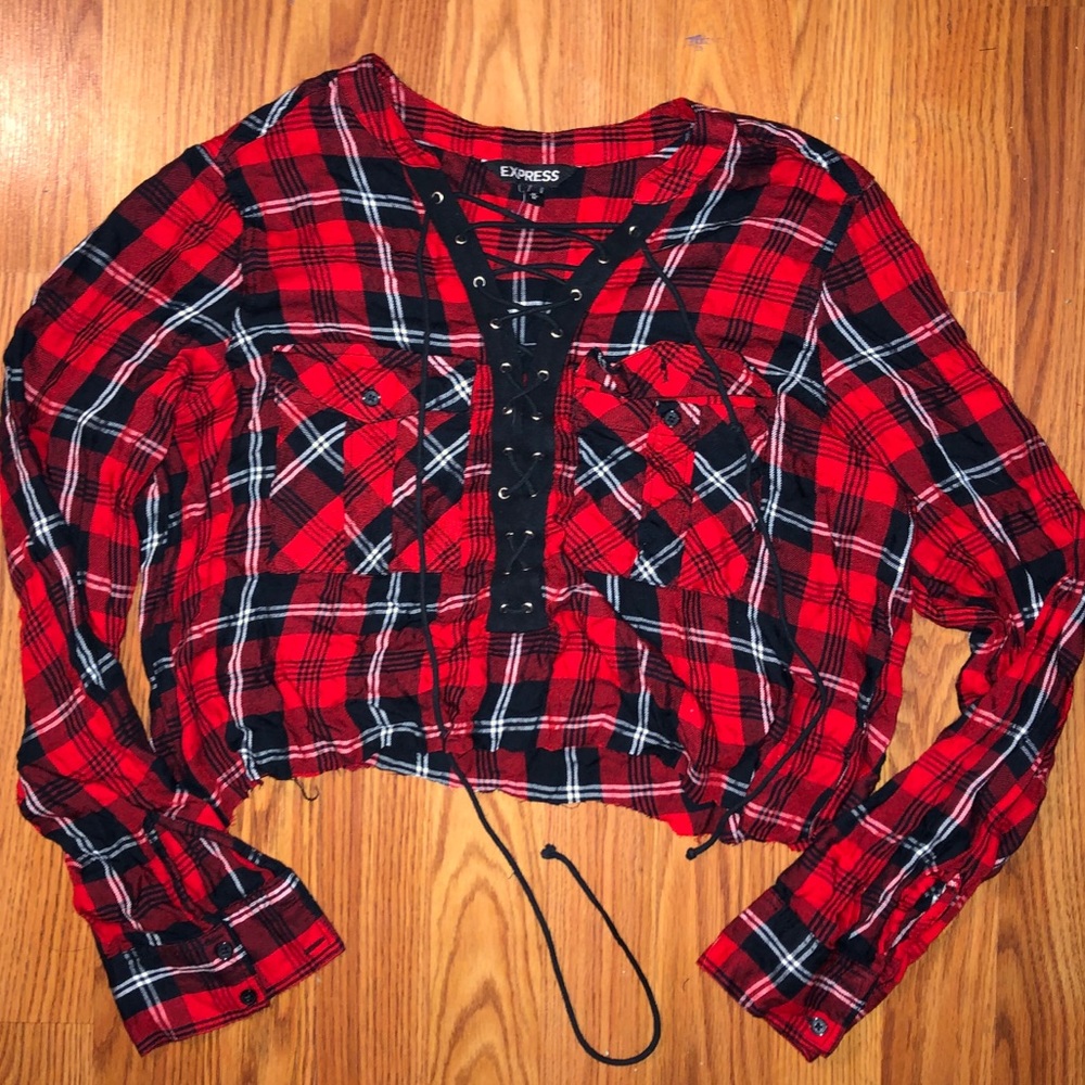 Cropped Plaid Lace-Up